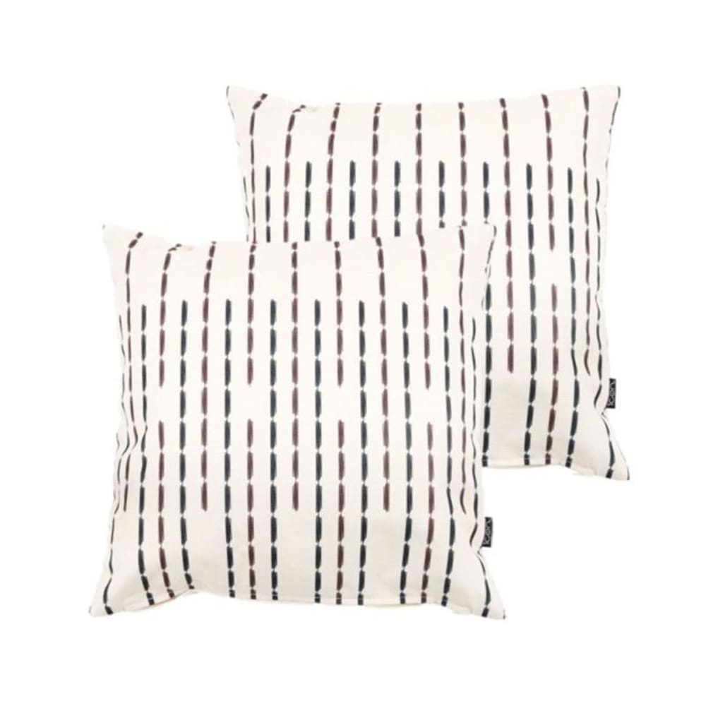 Lot de 2 coussins d'extérieur imprimé/bande 43x43