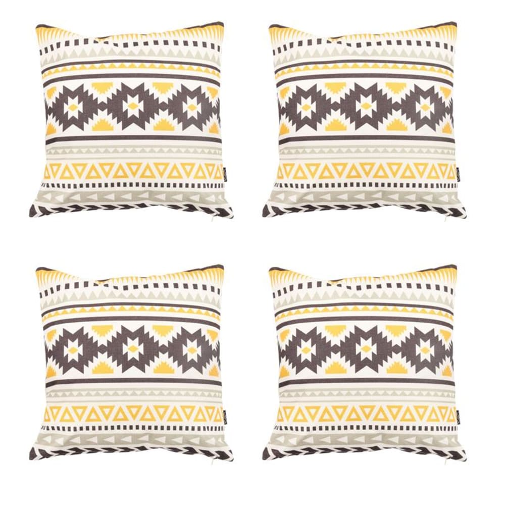 Lot de 4 coussins d'extérieur jaune 43x43 cm