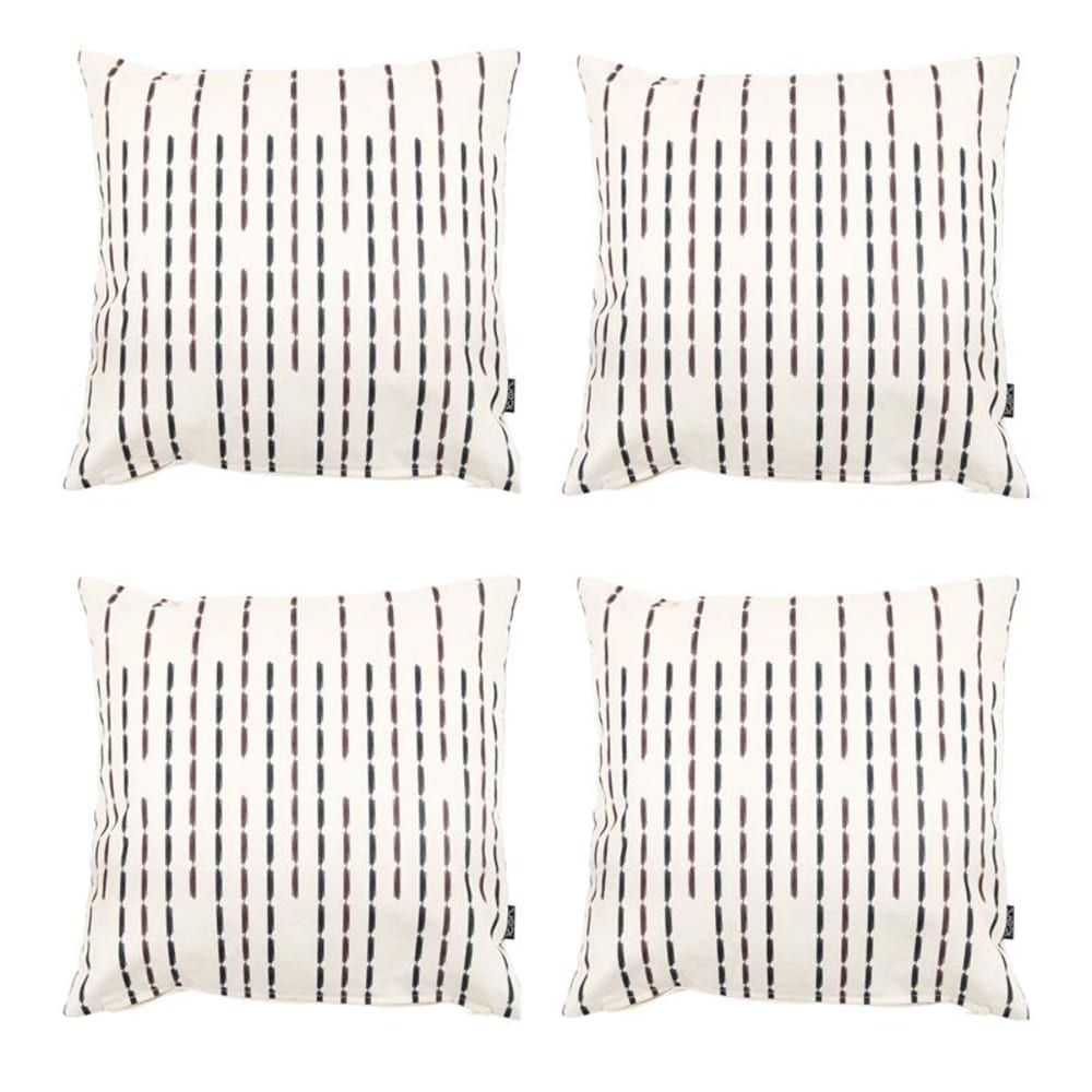 Lot de 4 coussins d'extérieur imprimé/bande 43x43 cm