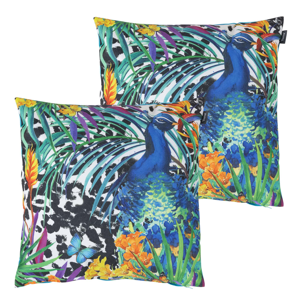 Lot de 2 coussins d'extérieur paonne 43x43