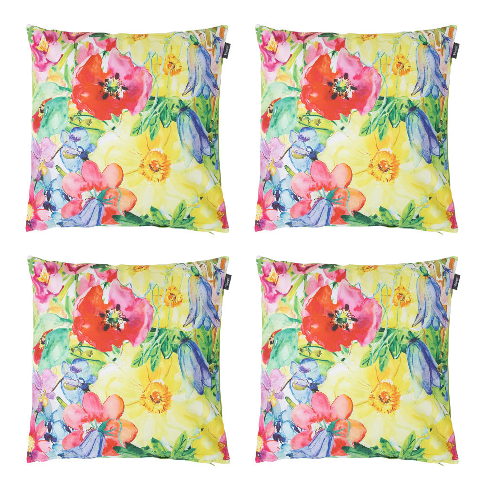 Lot de 4 coussins d'extérieur fleurs vertes 43x43 cm