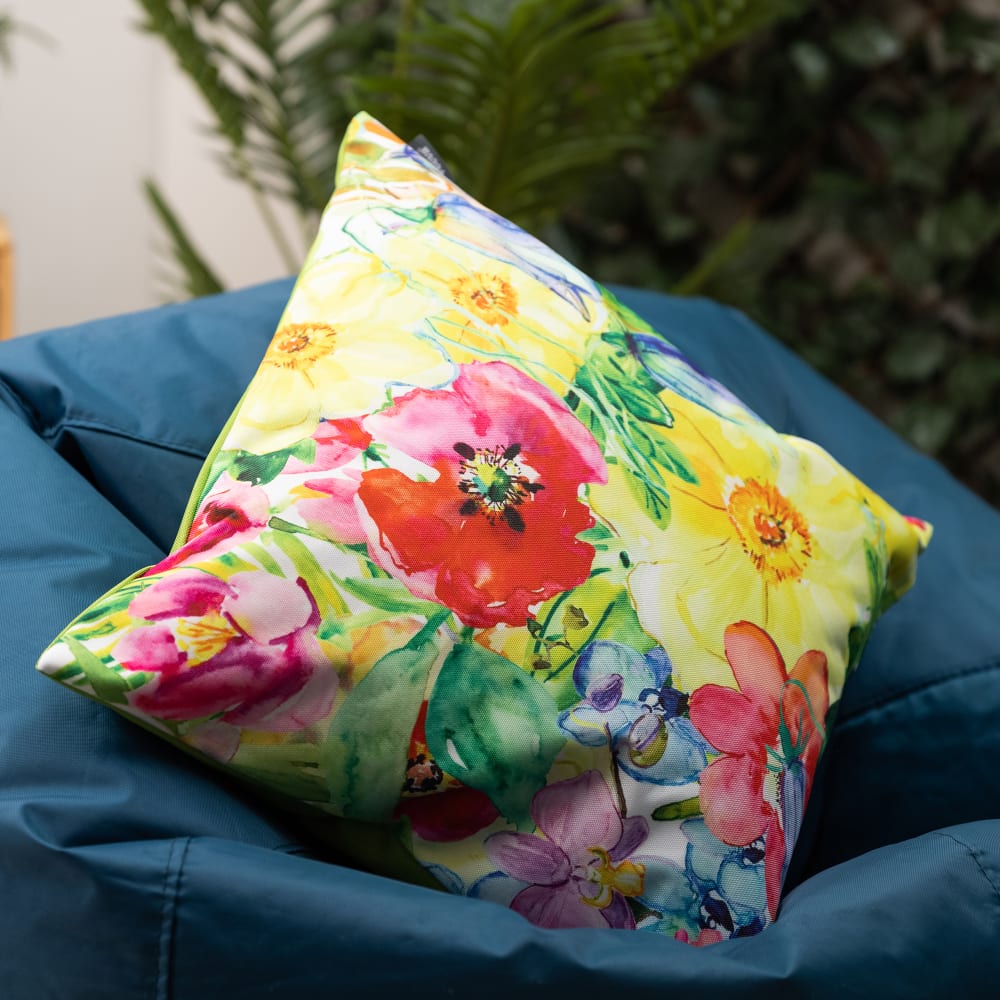 Lot de 4 coussins d'extérieur fleurs vertes 43x43 cm - Maisons du Monde