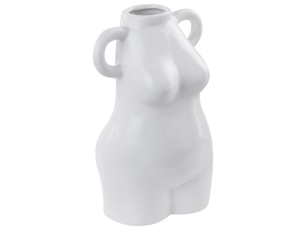 Beliani Blumenvase aus Keramik 25cm, weiß style modern - Porzellan