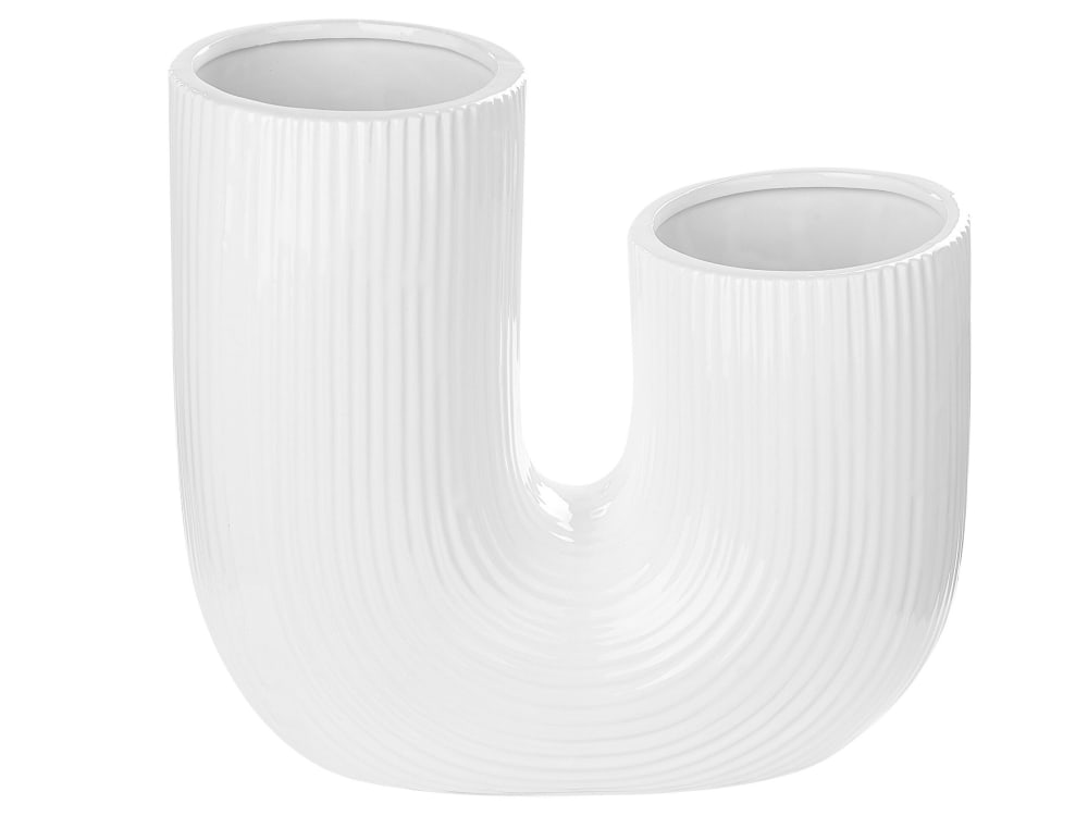 Vase à fleurs grès 23 cm blanc