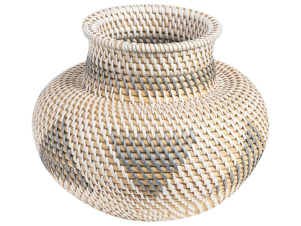 Dekovase Rattan Weiß H22
