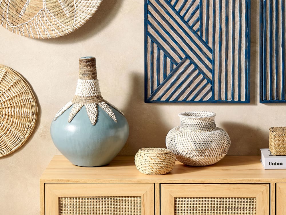 Dekovase Rattan weiß H22 - Maisons Du Monde