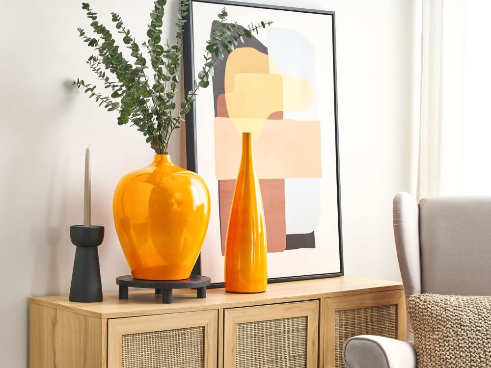 Blumenvase aus Keramik 37cm, orange - Maisons Du Monde