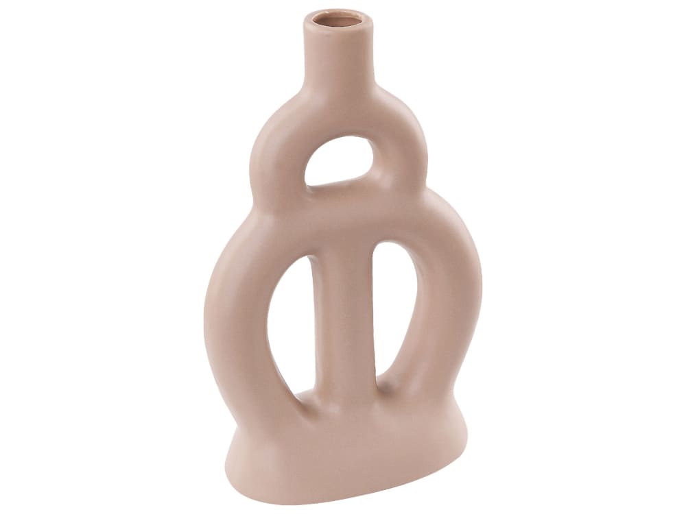 Beliani Blumenvase aus Keramik 28cm, beige style modern - Porzellan