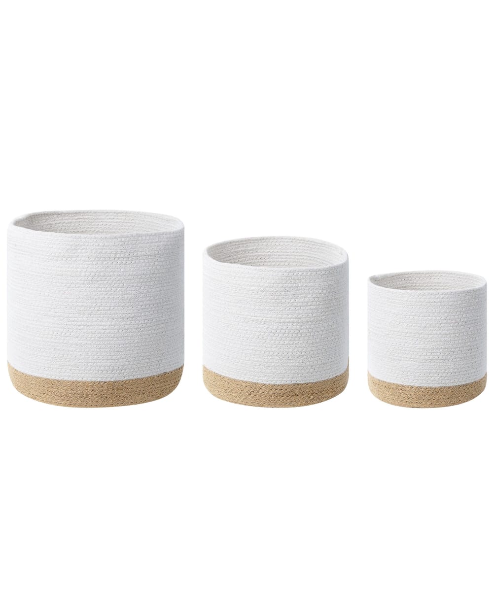 Beliani Set aus 3 Baumwollkörben Weiß und Beige style landhaus Beige Baumwolle