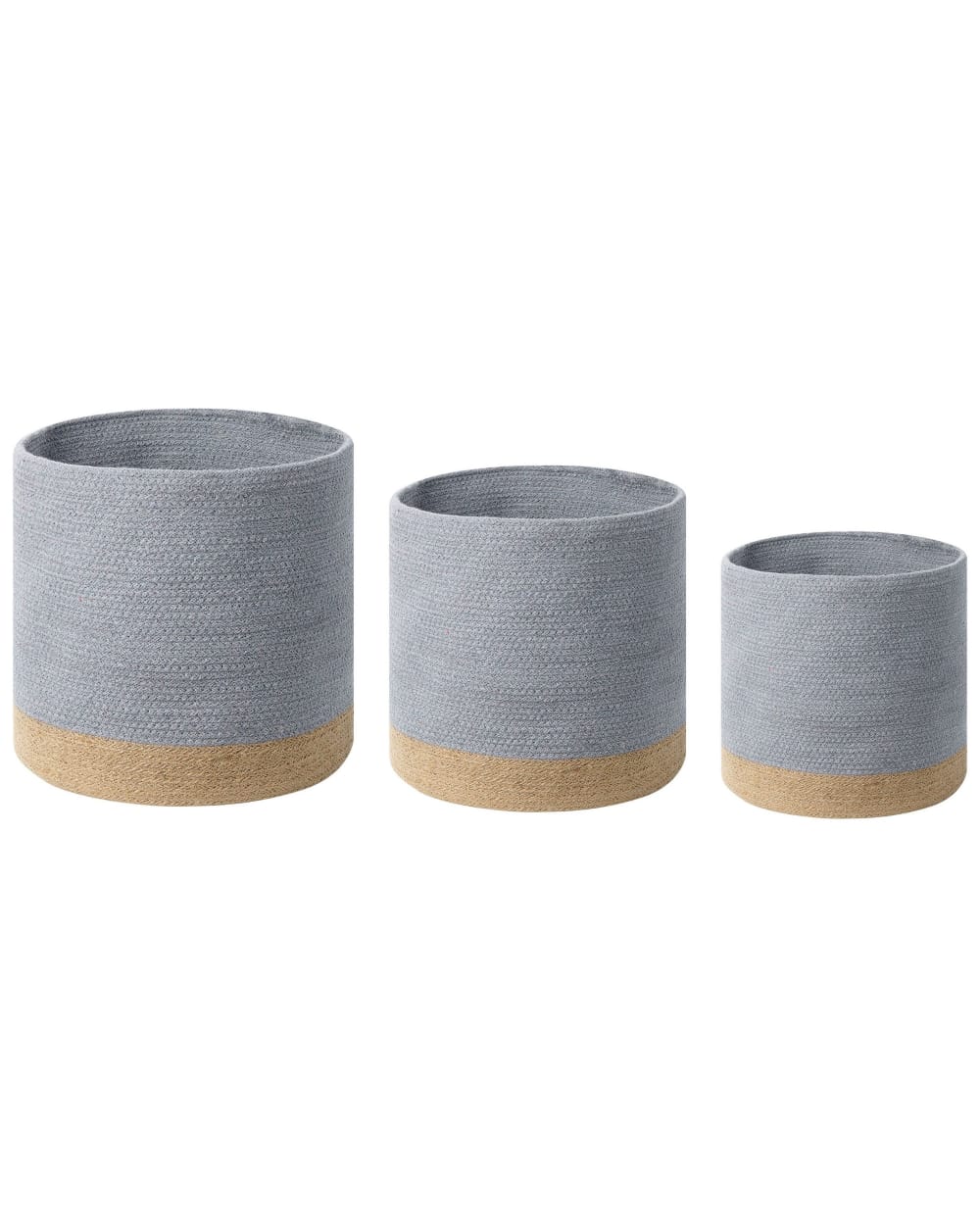 Beliani Set aus 3 Baumwollkörben Grau und Beige style landhaus Beige Baumwolle
