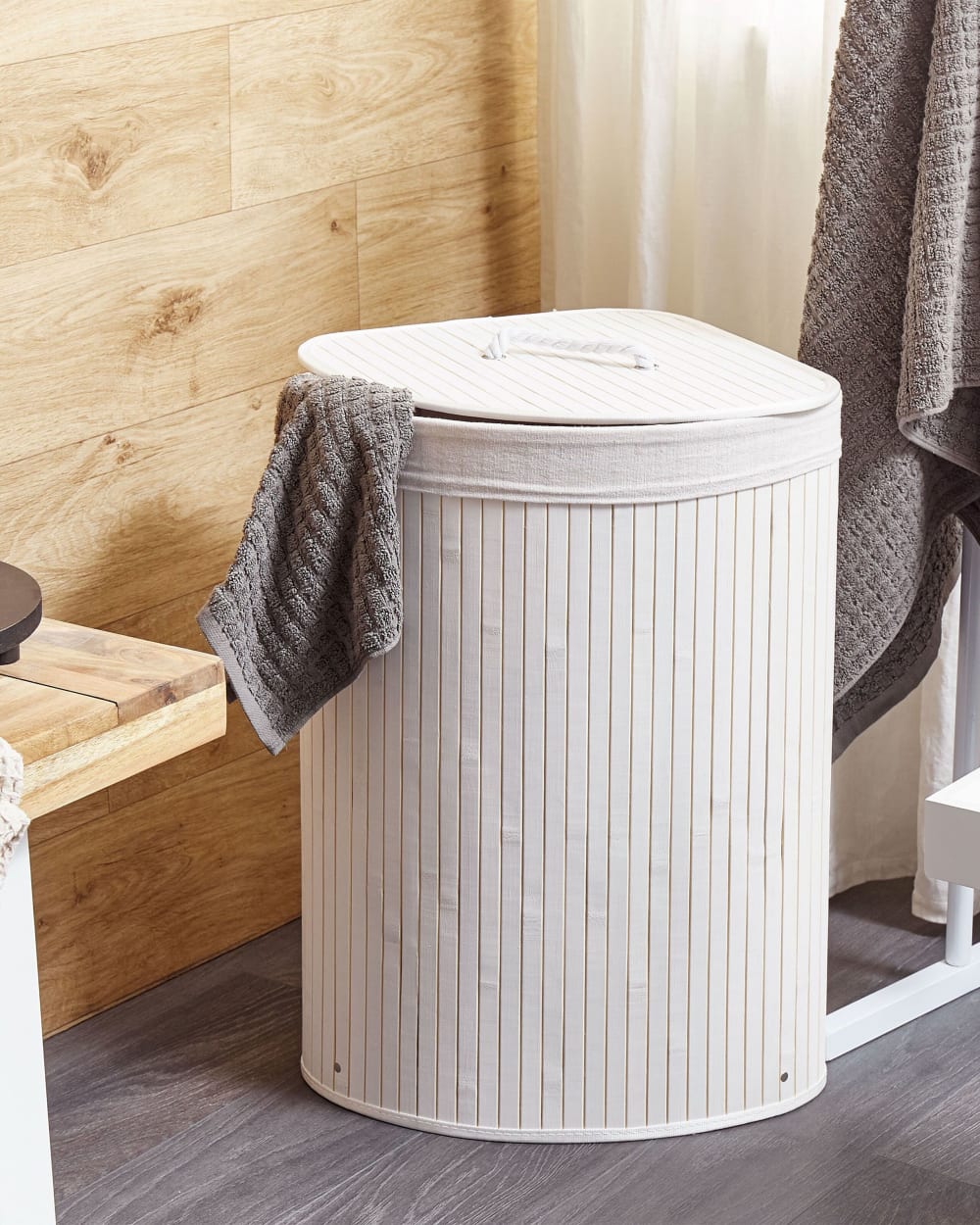 Wäschekorb Bambus Weiß 57 L - Maisons Du Monde