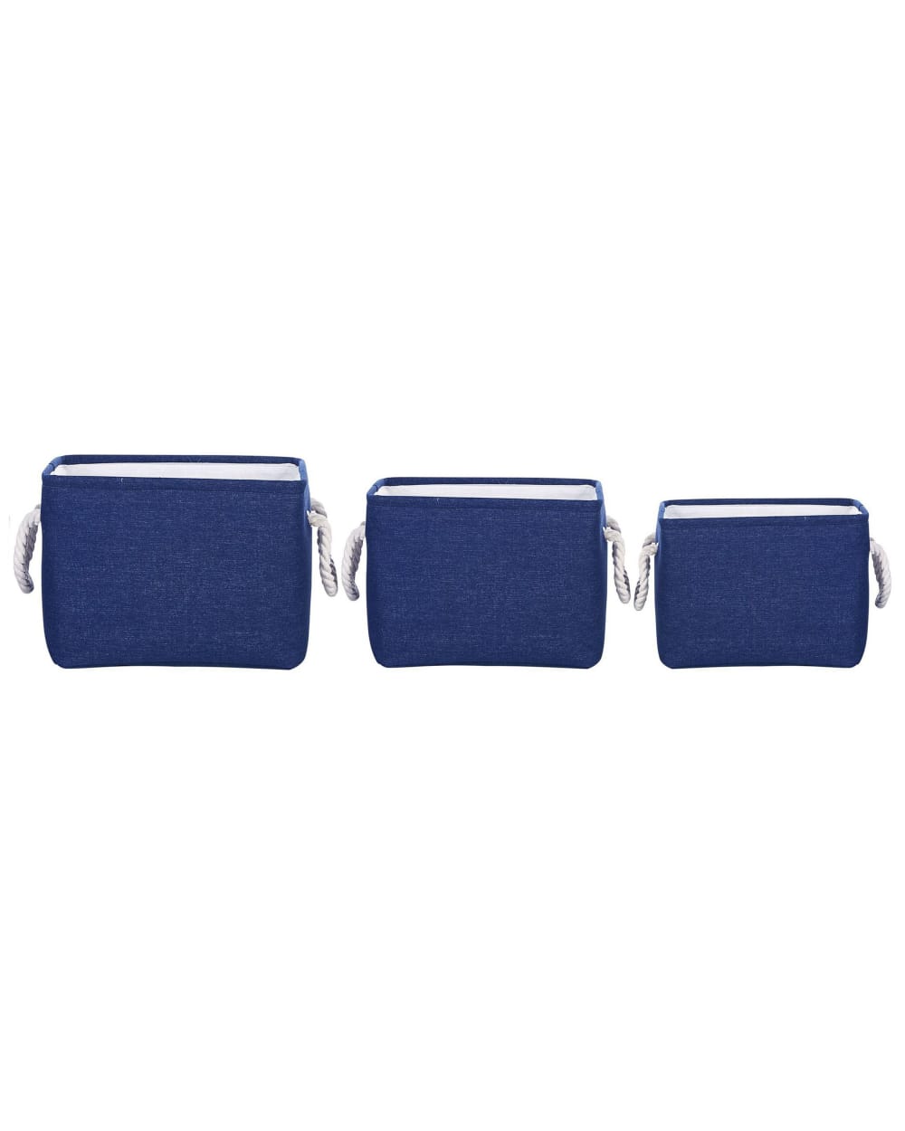 Lot de 3 paniers coton bleu marine