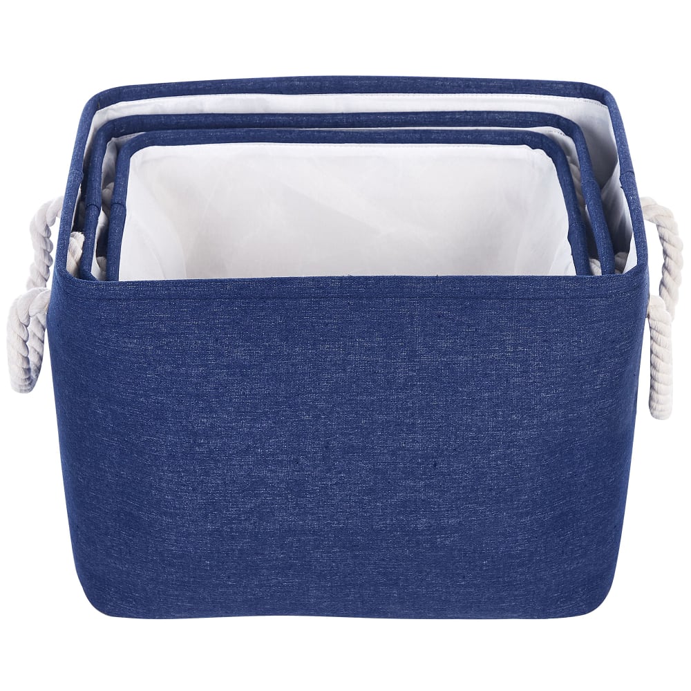 Lot de 3 paniers coton bleu marine — vue 4