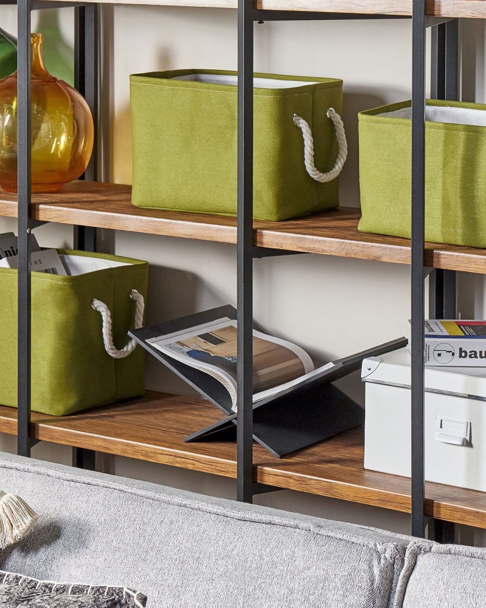 Lot de 3 paniers coton vert olive — vue 3