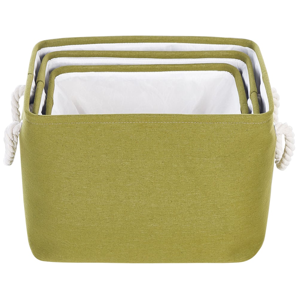 Lot de 3 paniers coton vert olive — vue 4