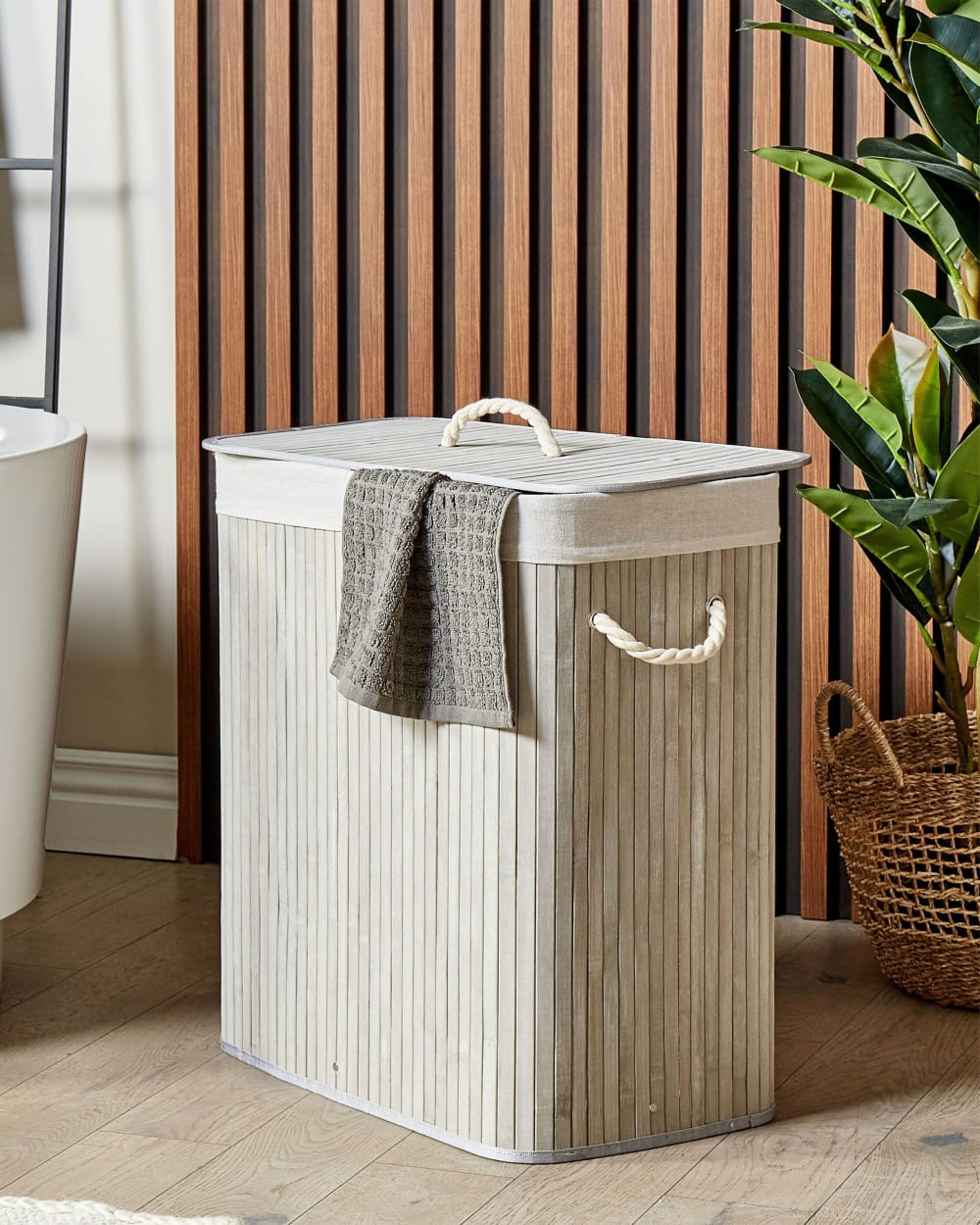 Wäschekorb Bambus Hellgrau 100 L - Maisons Du Monde