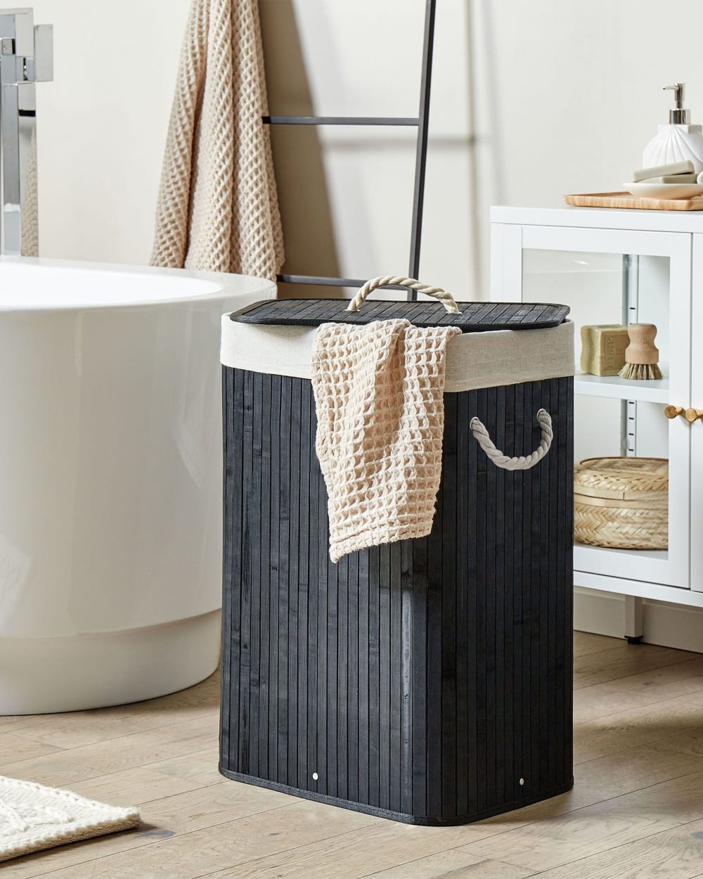 Wäschekorb Bambus Schwarz 72 L - Maisons Du Monde