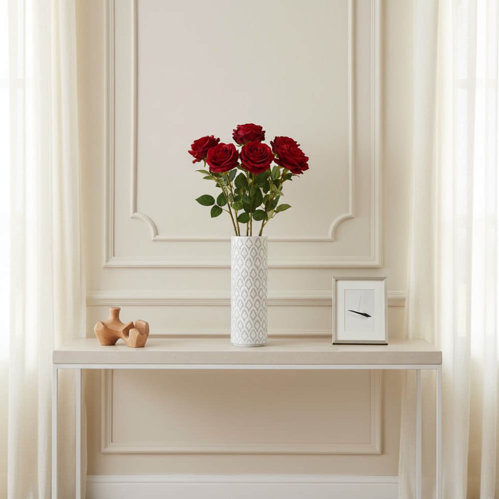 Stelo di rosa artificiale bordeaux h65 - Sia Deco