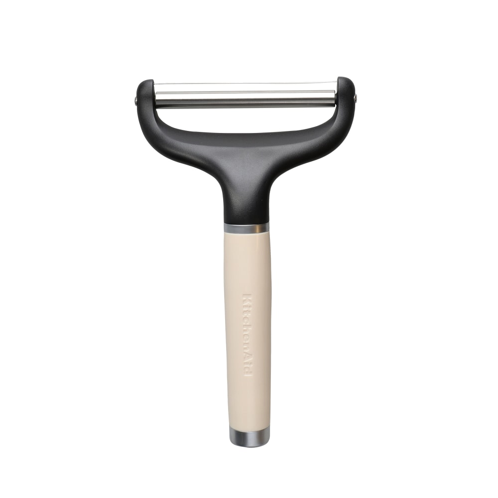 Couteau Éplucheur pour Fromages en Inox Blanc Amande et Noir Couteau Éplucheur pour Fromages en Inox Blanc Amande et Noir