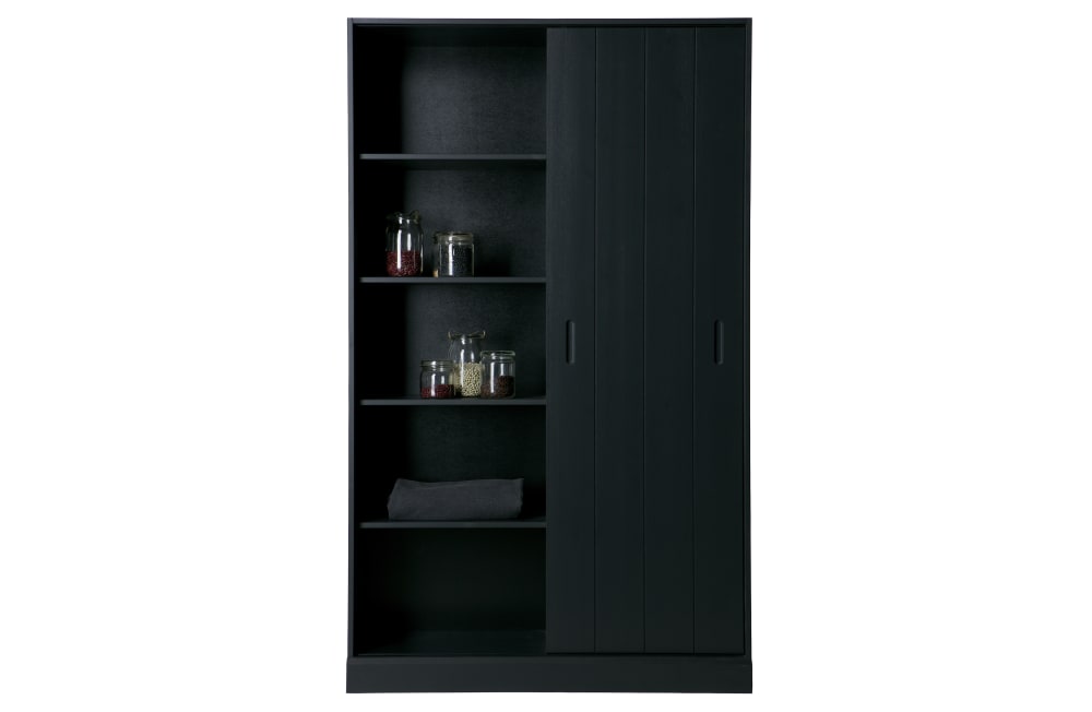 Armoire 1 porte coulissantes en pin noir - Maisons du Monde