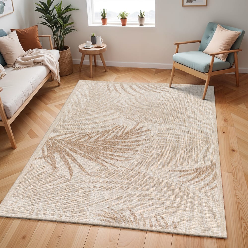 Alfombra exterior/interior efecto yute beige/marfil 160x213