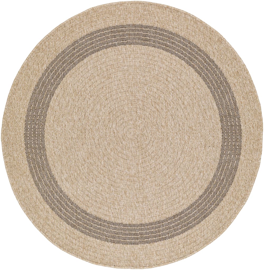 Alfombra redonda exterior/interior efecto yute beige/negro ø 100 - Maisons du Monde