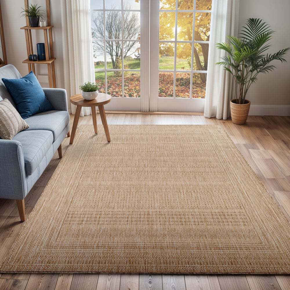 Alfombra exterior/interior efecto yute beige/marfil 160x213