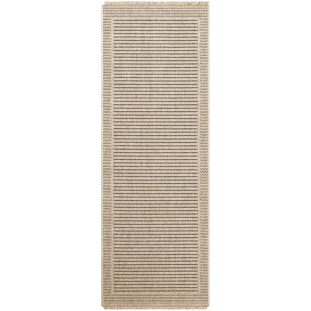 Alfombra exterior/interior efecto yute beige/negro 80x220 - Maisons du Monde
