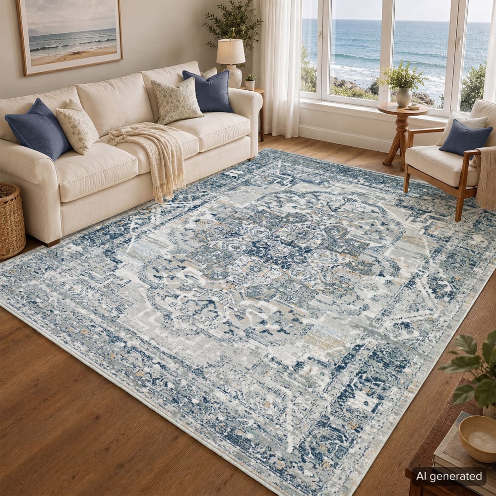 Alfombra vintage oriental azul 160x220