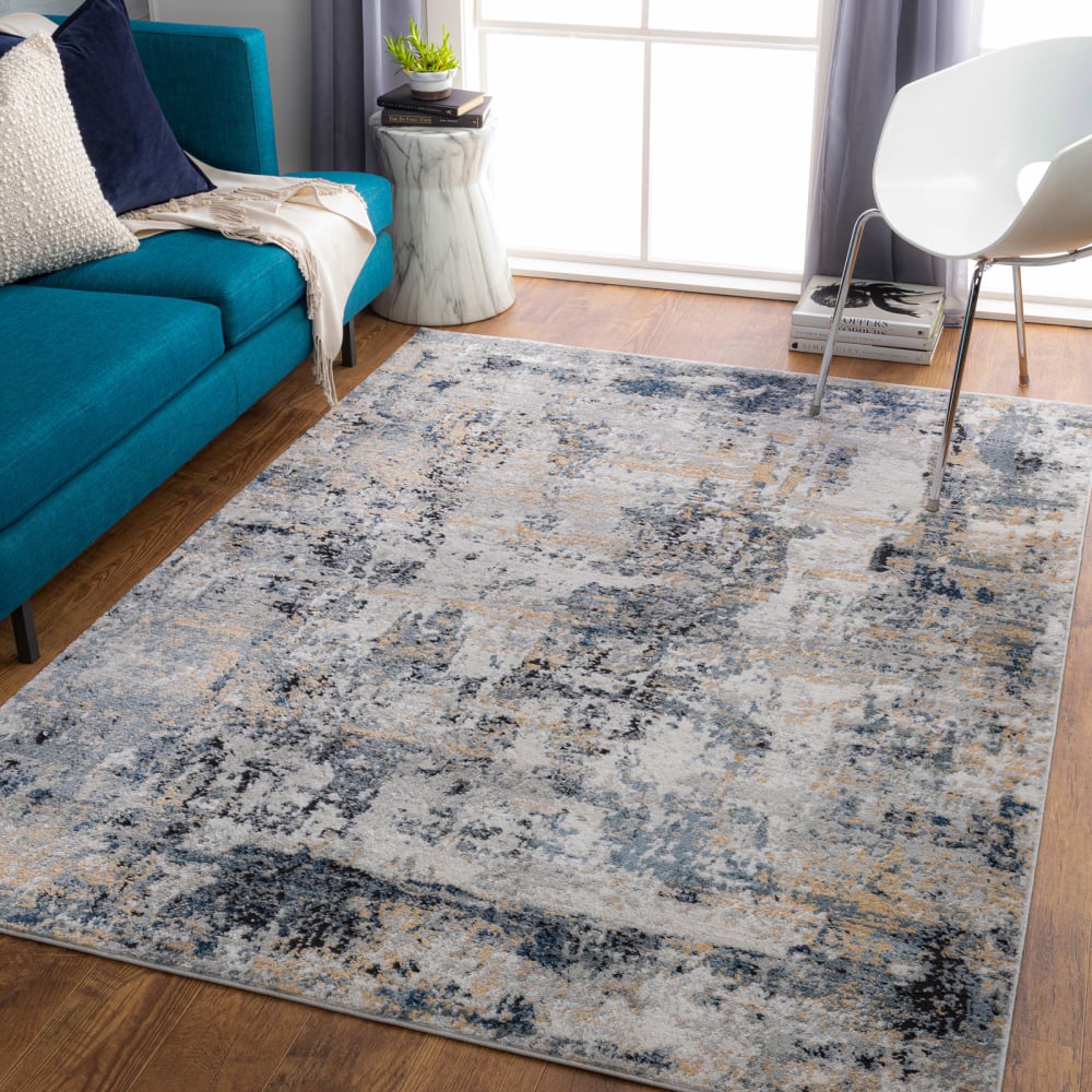 Tapis abstrait moderne multicolore/gris 200x275 — vue 3
