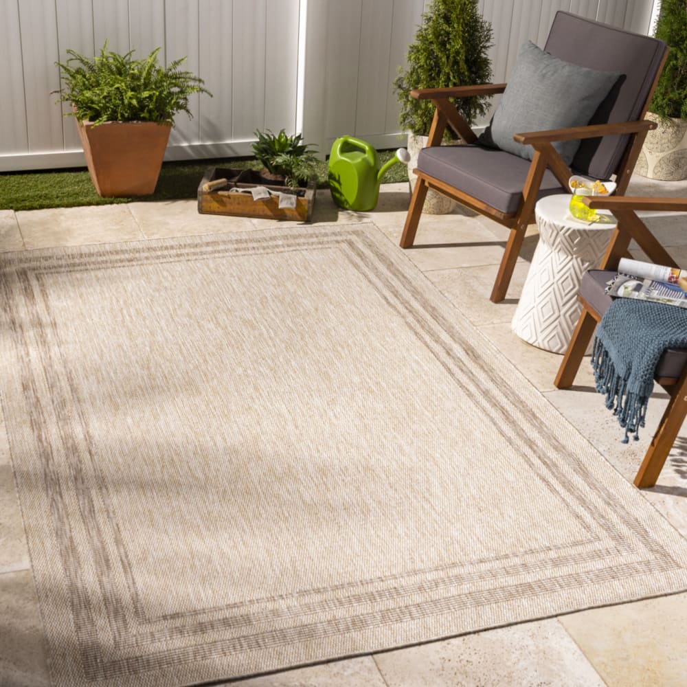 Alfombra exterior/interior efecto yute beige/marfil 160x213