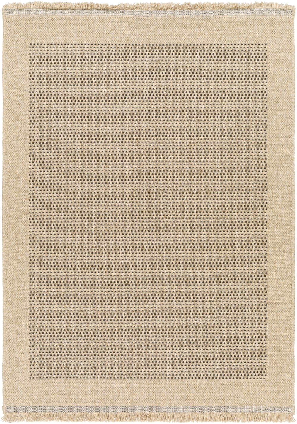 Tapis d'Extérieur/Intérieur Aspect Jute Beige/Noir 120x170