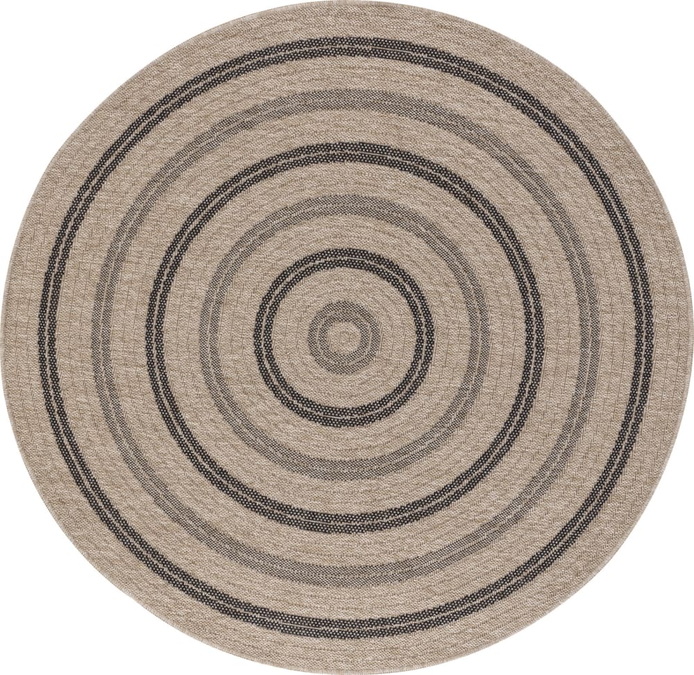 Tapis Rond Extérieur/Intérieur Aspect Jute Beige/Noir Ø 100