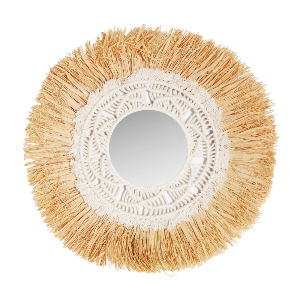 Miroir en raphia marron 43x1x43 cm