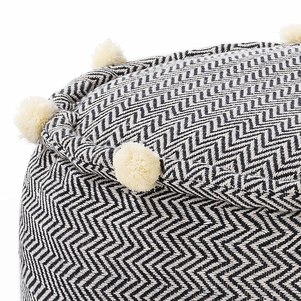 Pouf rotondo in cotone multicolore non sfoderabile -