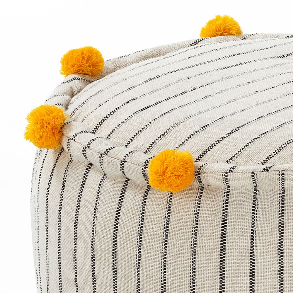 Pouf rotondo in cotone multicolore non sfoderabile -