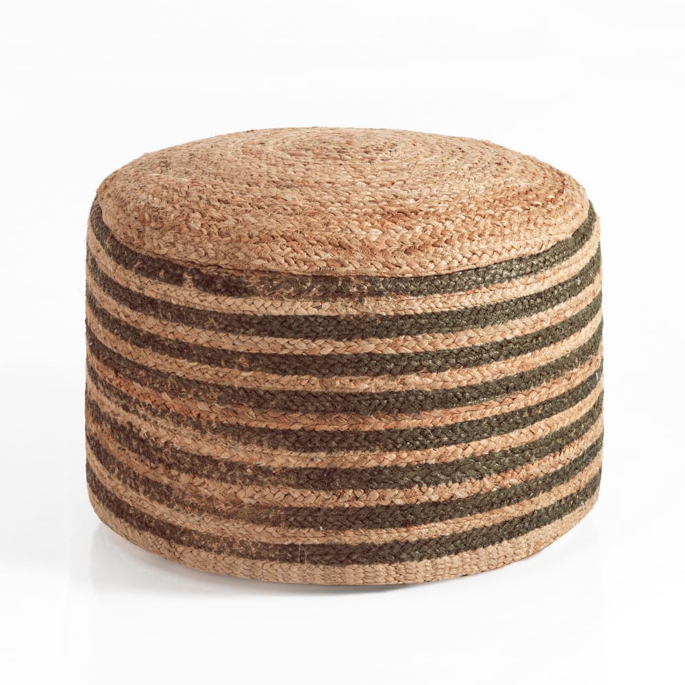 Pouf in juta intrecciata beige cm ø50 x h.30 - Beige - Iuta