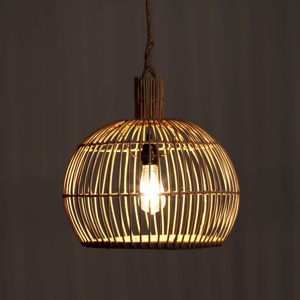 Lampadario a filo in rattan colore naturale per esterno -
