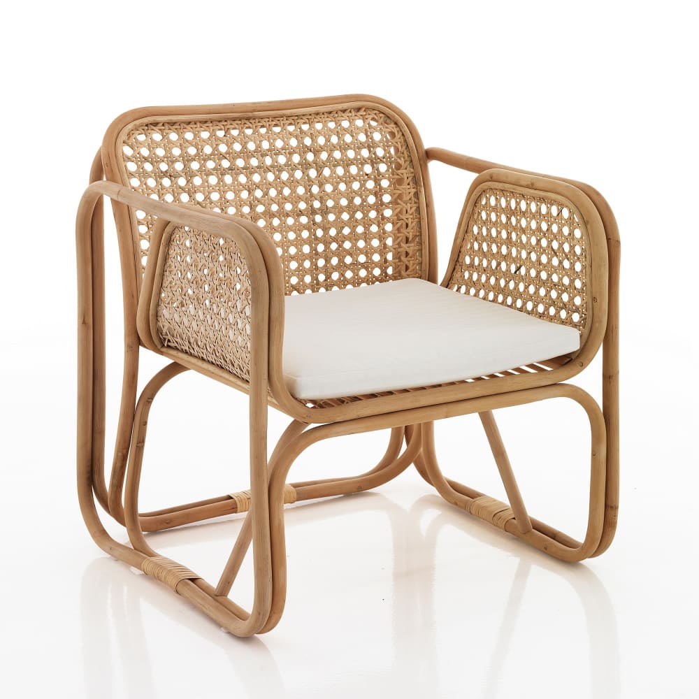 Poltroncina in rattan multicolore con cuscino per esterno - Rattan