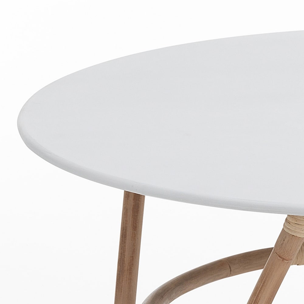 Tavolino basso in rattan bianco cm ø 90 x h.45 - ORESTELUCHETTA