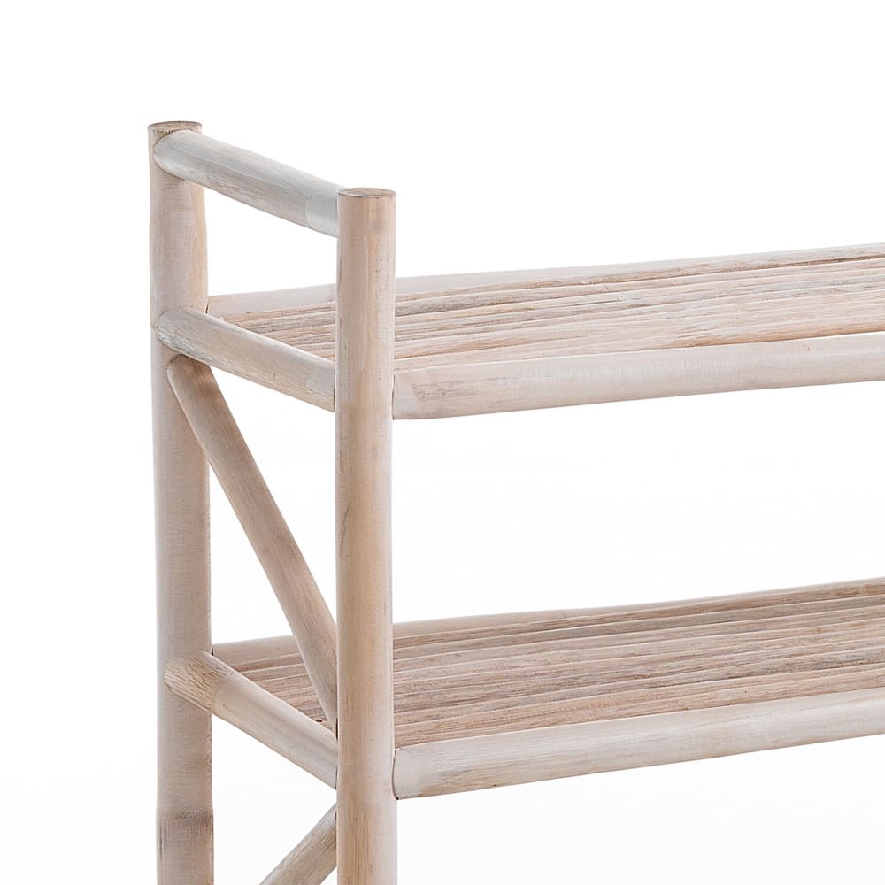 Scaffale a 4 ripiani in rattan sbiancato cm l.65xp.23xh.75 -