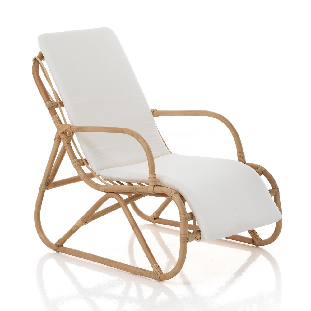 Poltroncina in rattan colore naturale con cuscino per esterno - Rattan