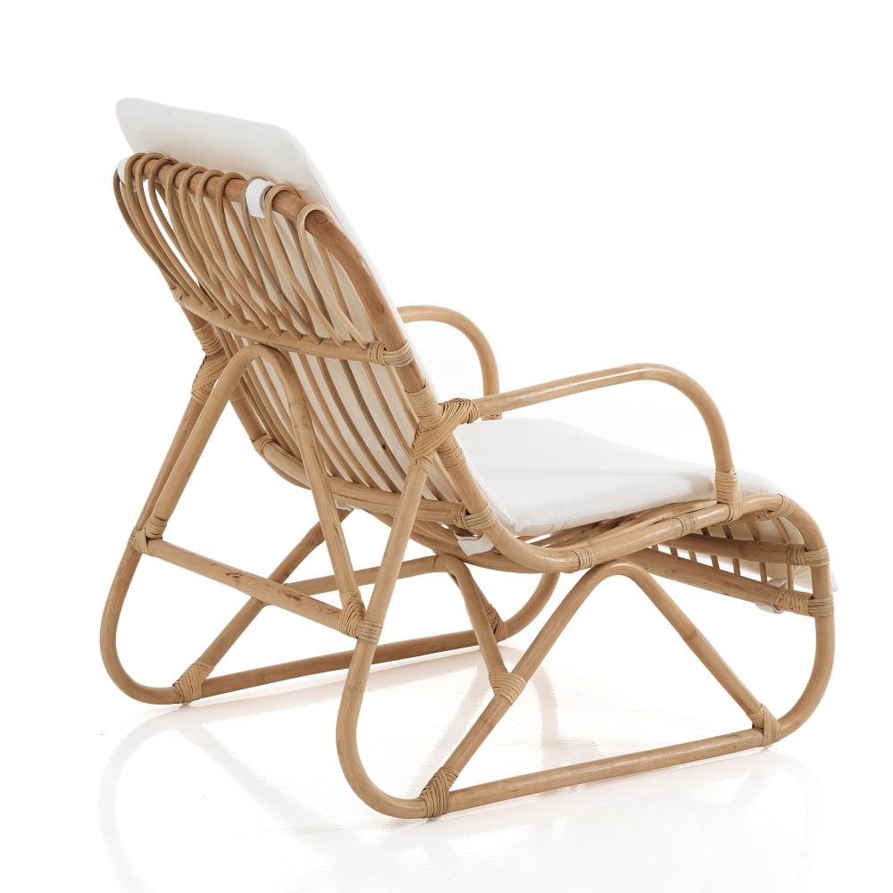 Poltroncina in rattan colore naturale con cuscino per esterno -
