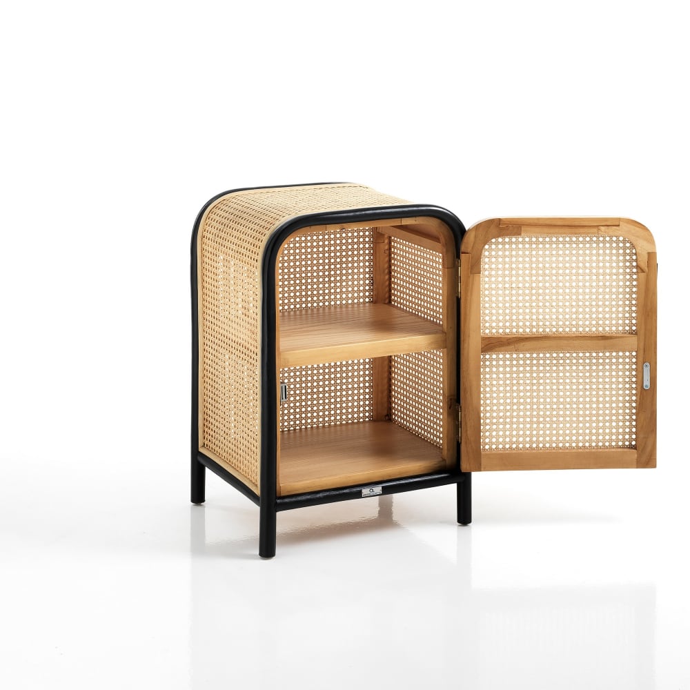 Armadietto in rattan nero 2 ripiani - ORESTELUCHETTA