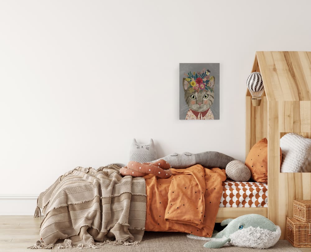 Peinture sur toile 60x40 Imprimé Chat Florale - Maisons du Monde