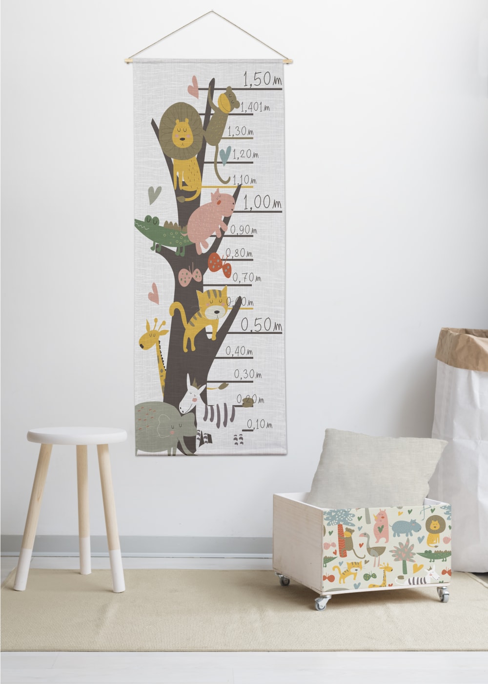 Toise murale enfant textile Abre des animaux (RNT by Really Nice Things) - Image 2