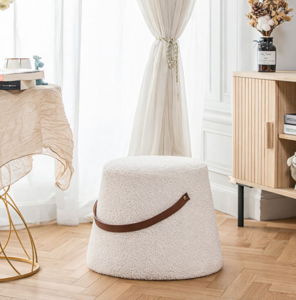 Pouf in bouclé bianco - Bianco - Öko-Tex Zertifikat - Lana