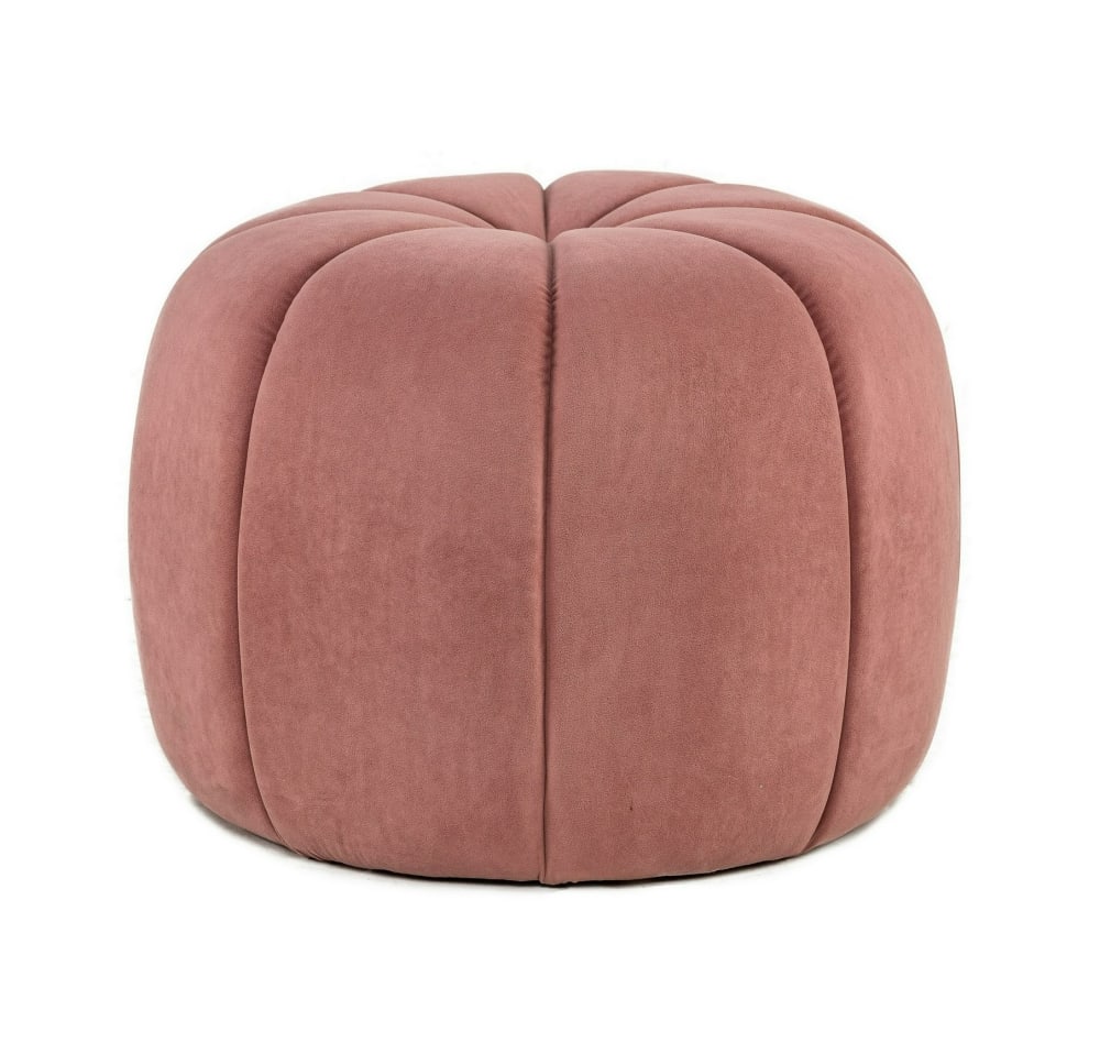Pouf en velours rose - rayures