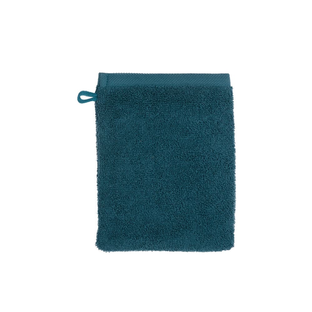 Gant de toilette en coton bleu 15 x 21 cm