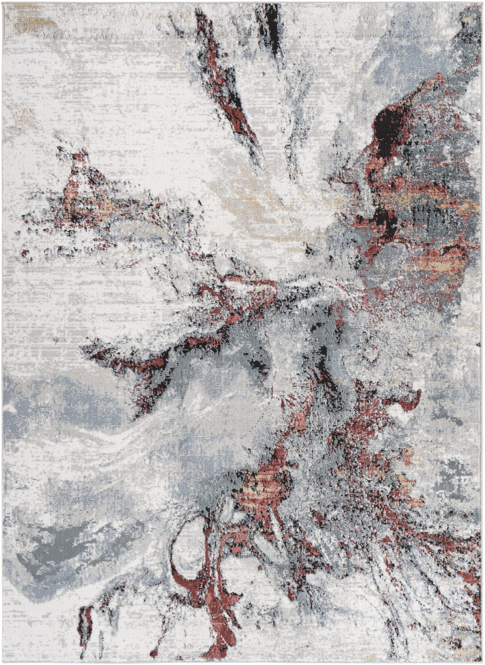 Alfombra abstracta moderna gris/rojo 200x275 - Maisons du Monde